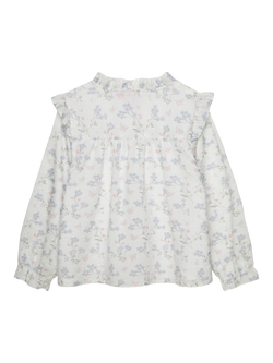 Trotters Kids' Francis Long Sleeve Butterfly Print Blouse, White/Multi - view 2, White/Multi
