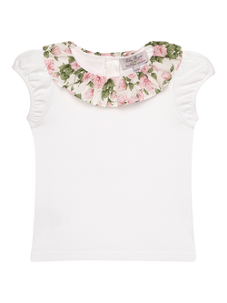 Trotters Kids' Carline Rose Top, White/Pink, White/Pink