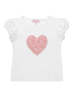 Trotters Kids' Cherry Heart Top, White/Red, White/Red