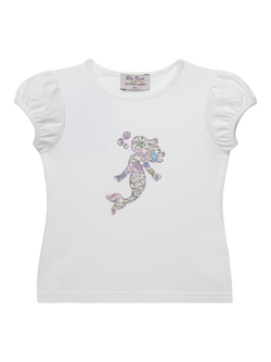 Trotters Kids' Emma Amelia Mermaid Top, White/Lilac, White/Lilac