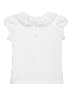 Trotters Kids' Evelyn Short Sleeve Peter Pan Top, White - view 2, White