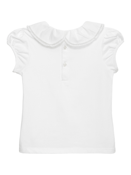 Trotters Kids' Evelyn Short Sleeve Peter Pan Top, White - view 2, White