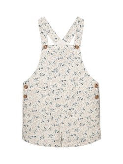 Trotters Kids' Marnie Floral Short Dungarees, Winter Wh/Bl Ditsy, Winter Wh/Bl Ditsy