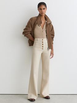 Reiss Cali Flared Jeans, Ecru, Ecru
