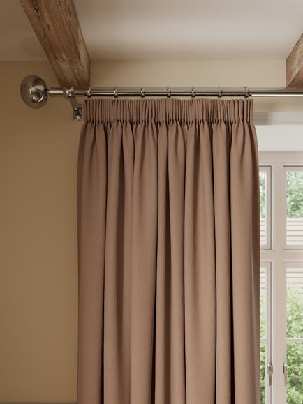 John Lewis Tonal Slub Pair Blackout Lined Multiway - Pencil Pleat/Hidden Tab/Slot Top - Header Curtains, Light Auburn