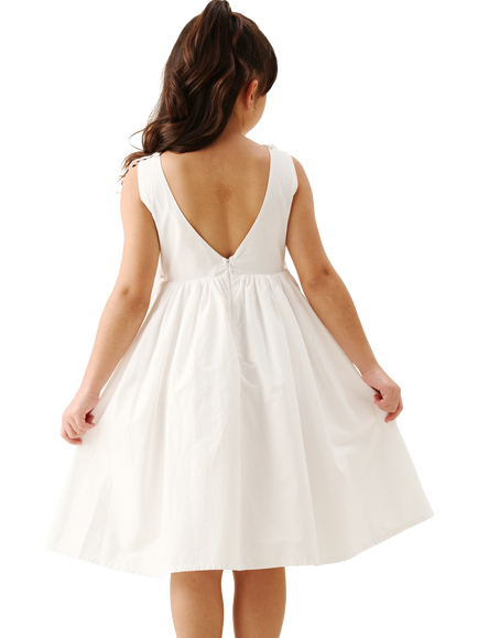 Angel & Rocket Kids' Oversized Broderie Bow Dress, White - view 2, White
