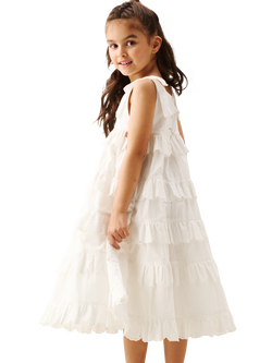 Angel & Rocket Kids' Bow Strap Tiered Midaxi Dress, White - view 2, White