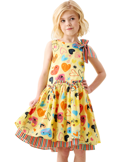Angel & Rocket Kids' Sleeveless Heart Print Dress, Multi, Multi