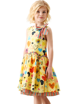 Angel & Rocket Kids' Sleeveless Heart Print Dress, Multi - view 2, Multi