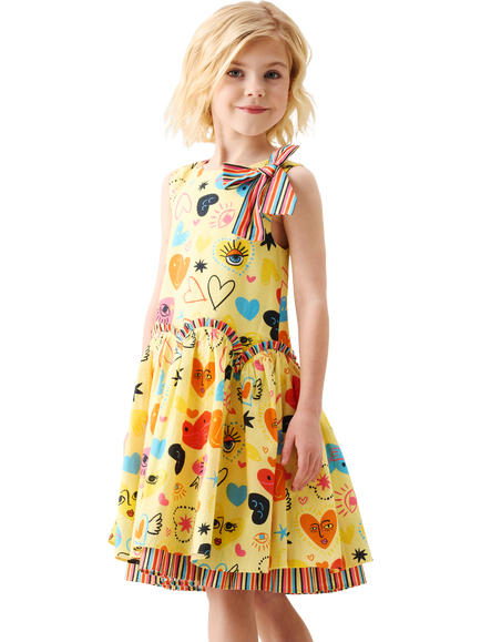 Angel & Rocket Kids' Sleeveless Heart Print Dress, Multi - view 2, Multi