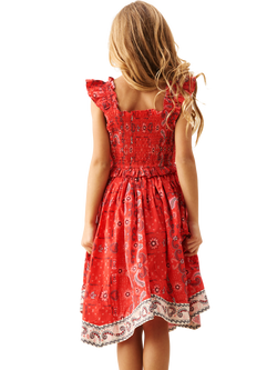 Angel & Rocket Kids' Hanky Hem Bandana Dress, Red - view 2, Red