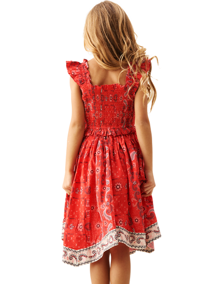 Angel & Rocket Kids' Hanky Hem Bandana Dress, Red - view 2, Red