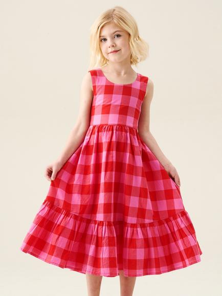 Angel & Rocket Kids' Sleeveless Gingham Dress, Pink, Pink