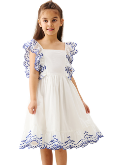 Angel & Rocket Kids' Sophie Embriodered Dress, White, White