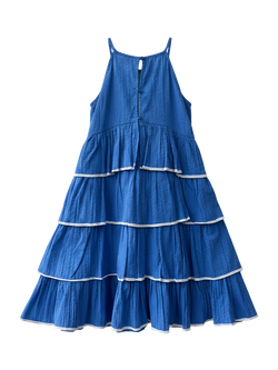 Angel & Rocket Kids' Sleeveless Tiered Seersucker Dress, Blue - view 2, Blue