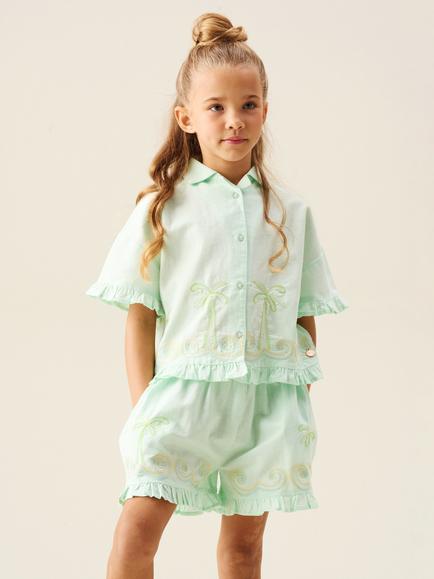 Angel & Rocket Kids' Palma Embroidered Shirt, Mint, Mint