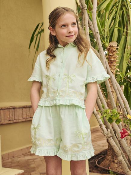 Angel & Rocket Kids' Palma Embroidered Shirt, Mint - view 2, Mint