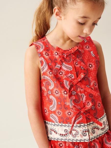 Angel & Rocket Kids' Tie Front Bandana Print Top, Red, Red