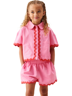 Angel & Rocket Kids' Brooke Ric Rac Trim Shirt and Shorts Set, Pink, Pink