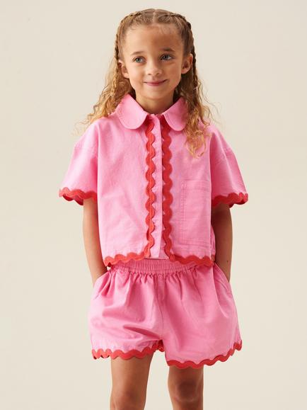 Angel & Rocket Kids' Brooke Ric Rac Trim Shirt and Shorts Set, Pink, Pink