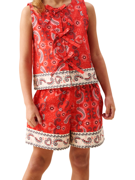 Angel & Rocket Kids' Bandana Print Shorts, Red, Red