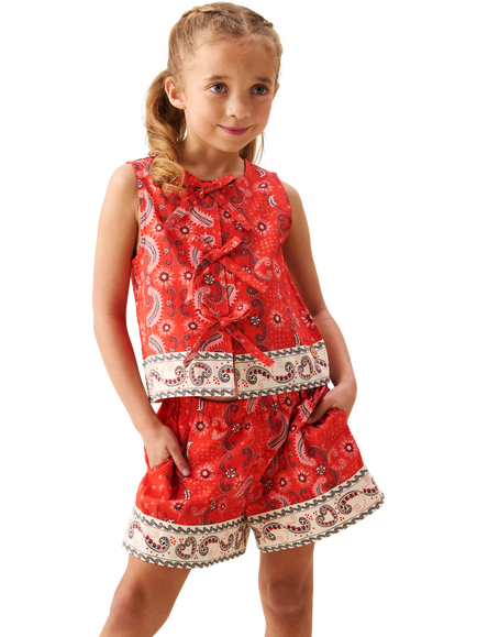 Angel & Rocket Kids' Bandana Print Shorts, Red - view 2, Red