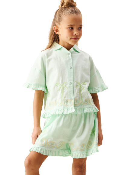 Angel & Rocket Kids' Palma Embroidered Shorts, Mint, Mint