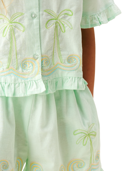 Angel & Rocket Kids' Palma Embroidered Shorts, Mint - view 2, Mint