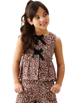 Angel & Rocket Kids' Sleeveless Bandana Print Peplum Top, Leopard, Leopard