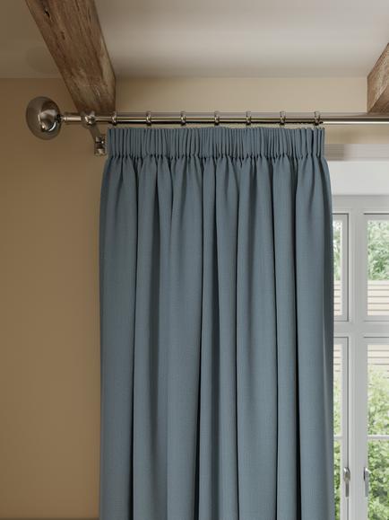 John Lewis Tonal Slub Pair Blackout Lined Multiway - Pencil Pleat/Hidden Tab/Slot Top - Header Curtains, Loch Blue