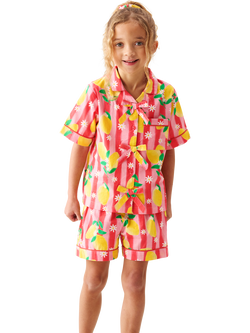 Angel & Rocket Kids' Capri Lemon Print Pyjamas, Multi, Multi