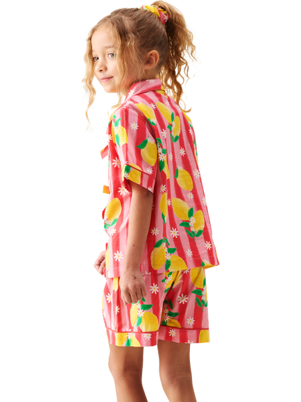 Angel & Rocket Kids' Capri Lemon Print Pyjamas, Multi - view 2, Multi