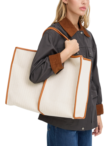 ICHI Alice Structured Tote Bag, Humus - view 2, Humus