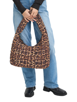 ICHI Alis Leopard Print Quilted Shoulder Bag, Brown - view 2, Brown