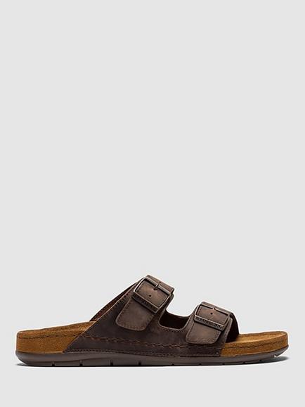 Rodd & Gunn Raglan Leather Slider Sandals, Chocolate