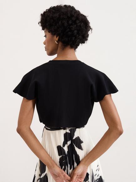 Phase Eight Myra Flutted Sleeve Shrug, Black - view 2, Black