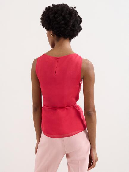 Phase Eight Hazel Tie Waist Pure Silk Blouse, Pink - view 2, Pink