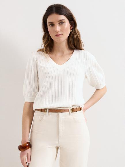 Phase Eight Lilo Textured Stitch Top, White, White