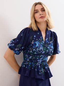 Phase Eight Safa Floral Blouse, Navy, Navy