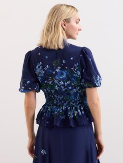 Phase Eight Safa Floral Blouse, Navy - view 2, Navy