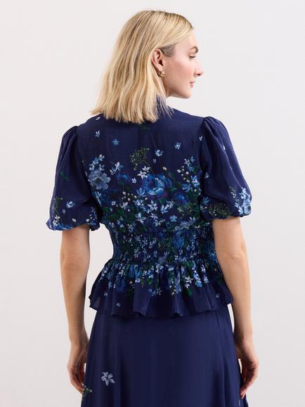 Phase Eight Safa Floral Blouse, Navy - view 2, Navy