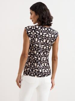 Phase Eight Sophia Floral Top containing LENZING™ ECOVERO™ Viscose, Black/Ivory - view 2, Black/Ivory