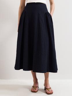 Phase Eight Carey Check A-Line Skirt, Navy
