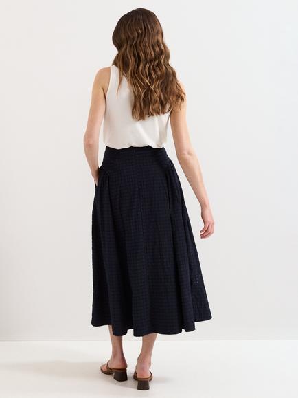 Phase Eight Carey Check A-Line Skirt - view 2, Navy