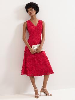 Phase Eight Paloma Tapework Midi Dress, Pink, Pink