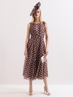 Phase Eight Petite Lucinda Spot Print Midi Dress, Latte, Latte