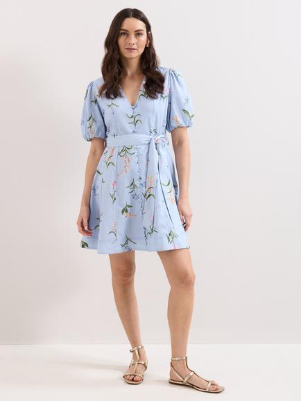 Phase Eight Velma Floral Mini Dress, Blue, Blue