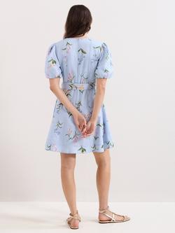 Phase Eight Velma Floral Mini Dress, Blue - view 2, Blue