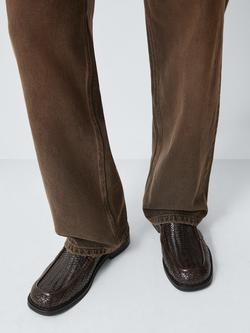 John Lewis x LABRUM Square Toe Leather Loafer, Brown - view 2, Brown