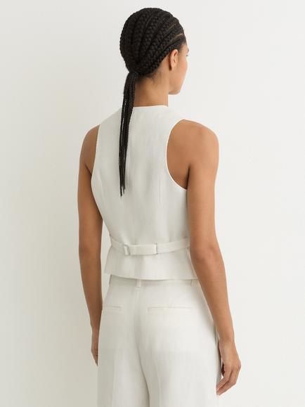 Reiss Alyx Linen Rich Waistcoat, White - view 2, White